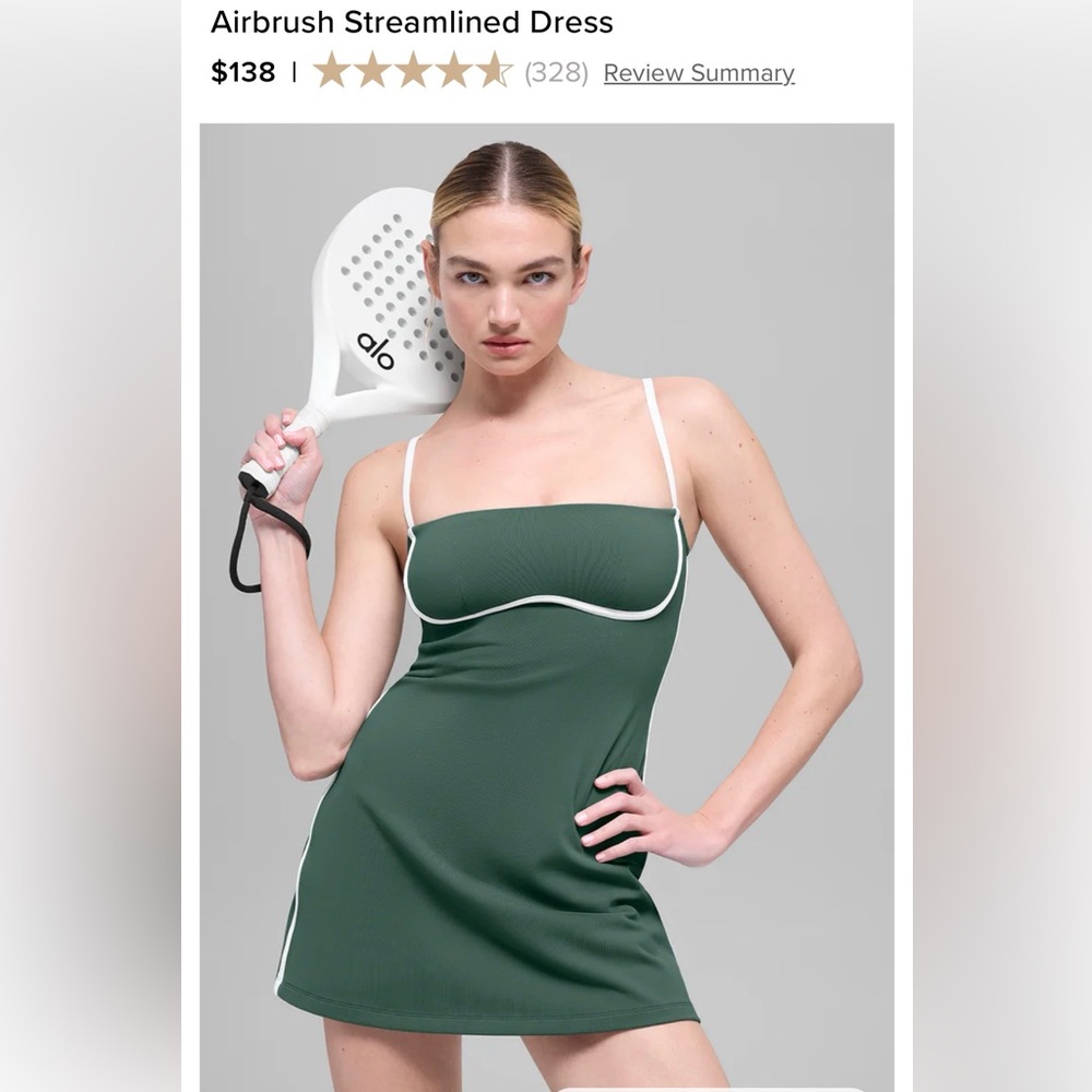 Alo Airbrushed Streamlined Dress Green